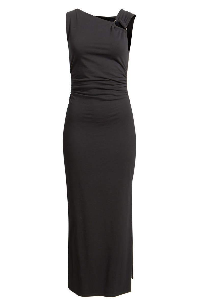 Open Edit Asymmetric Neck Midi Dress, Alternate, color, Black