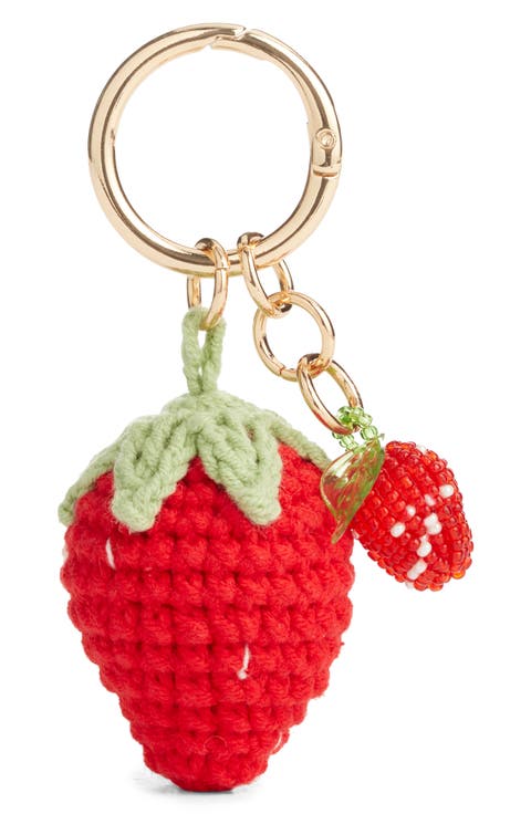 Strawberry Crochet Bag Charm