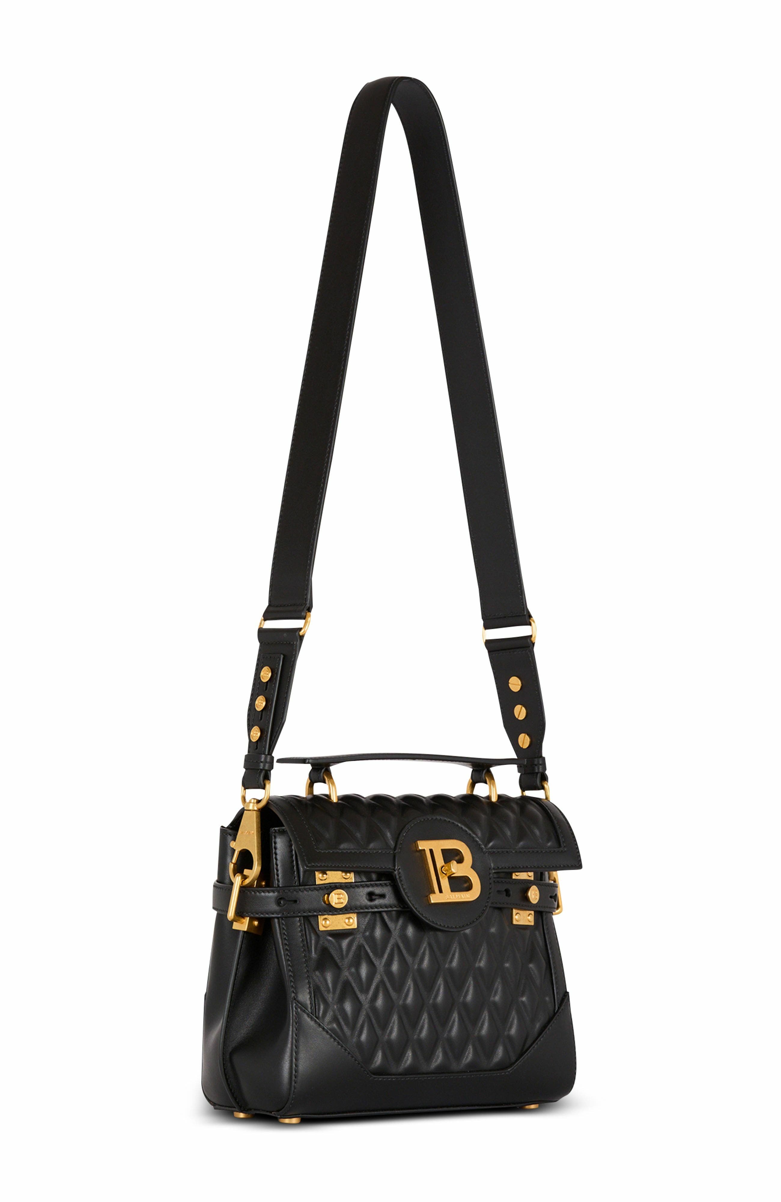 Balmain B-Buzz 23 Bag In Diamond-Quilted Calfskin, Alternate, color, 