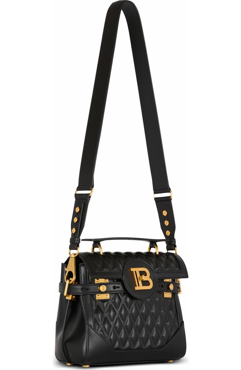 Balmain B-Buzz 23 Bag In Diamond-Quilted Calfskin, Alternate, color, Black