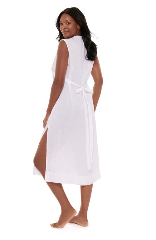 Miraclesuit ® Pleated Sleeveless Beach Cover-up Midi Dress In White