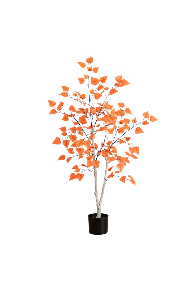 4-ft Autumn Paper Birch Artificial Fall Tree, Main, color, Orange