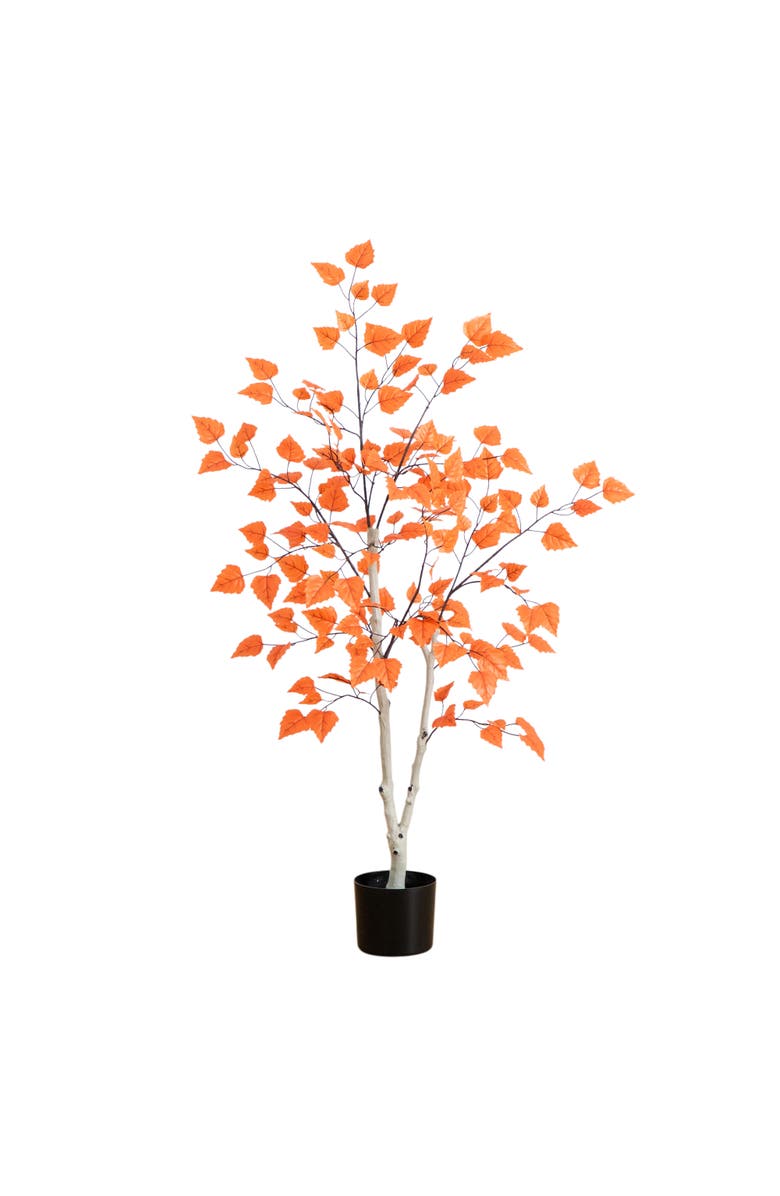 NEARLY NATURAL 4-ft Autumn Paper Birch Artificial Fall Tree, Main, color, Orange