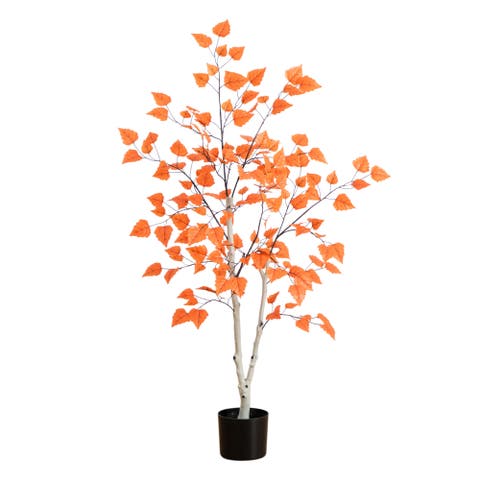 4-ft Autumn Paper Birch Artificial Fall Tree