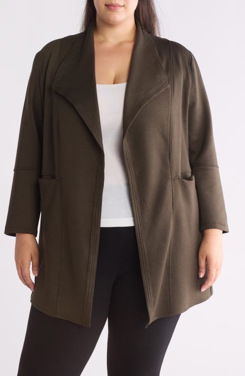 Draped Collar Scuba Jacket (Plus)