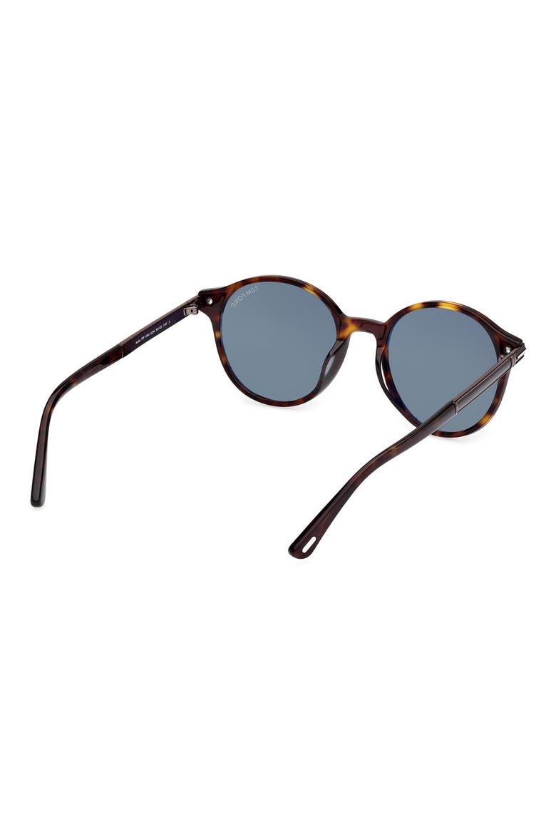 52mm Round Sunglasses, Alternate, color, DARK HAVANA / GREEN