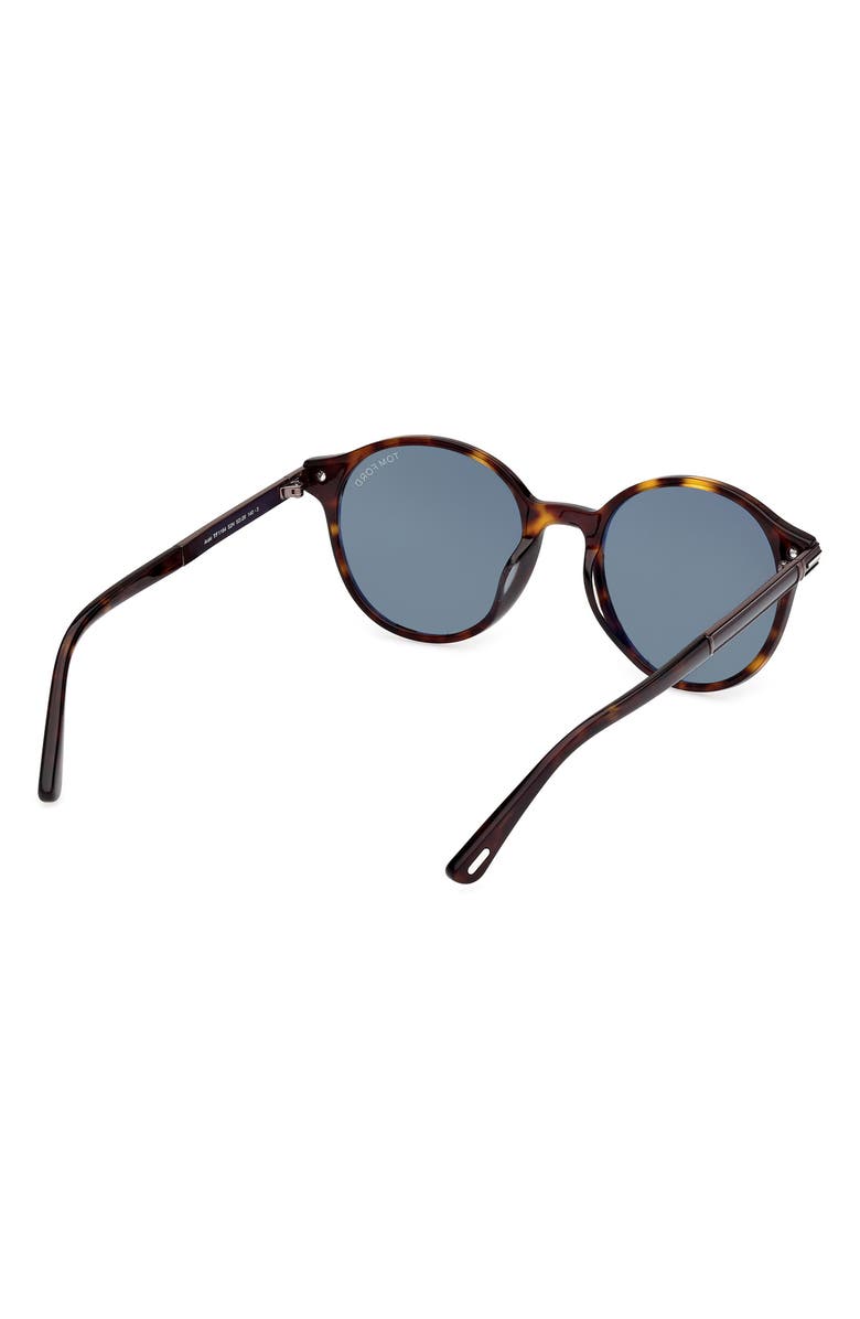 TOM FORD 52mm Round Sunglasses, Alternate, color, Dark Havana / Green