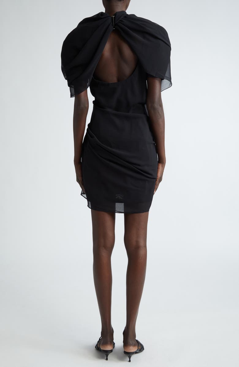 Jacquemus La Robe Castagna Draped Mousseline Dress, Alternate, color, 