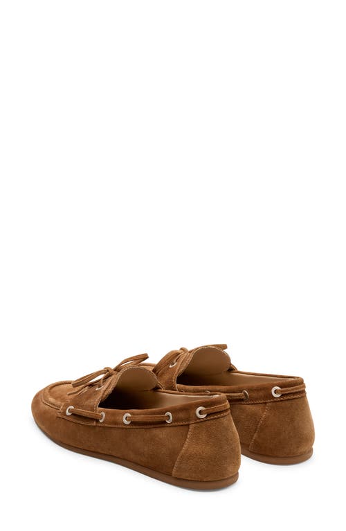 Stuart Weitzman Tinsley Suede Boat Loafers In Adobe