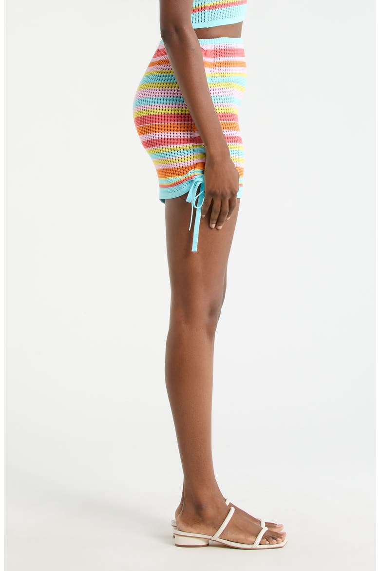 Stripe Open Knit Cover-Up Miniskirt, Alternate, color, SUNSET STRIP
