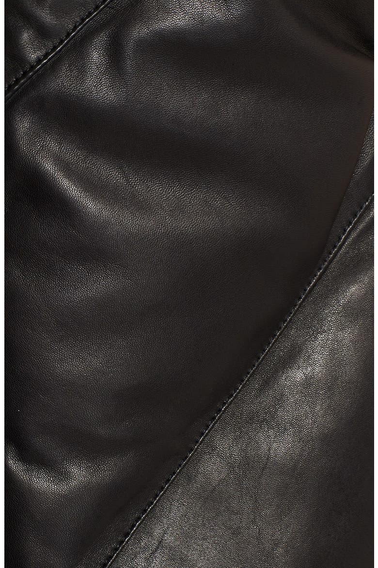 'Petal' Leather Puffer Vest, Alternate, color, BLACK