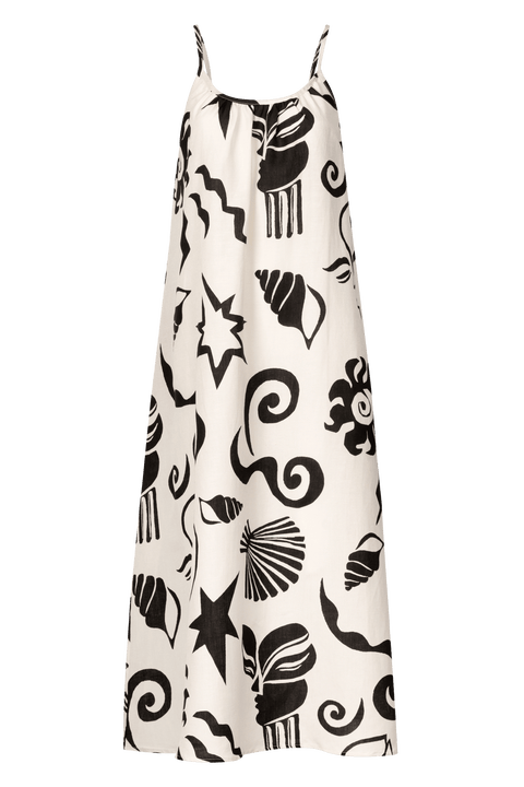 Ophelia Open-Back Strappy Printed Maxi Dress