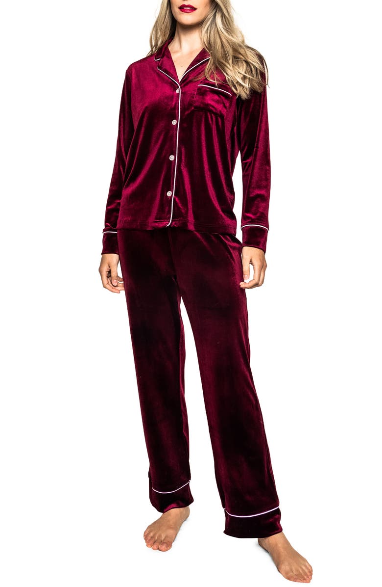 Petite Plume Women's Velour Pajamas, Main, color, 