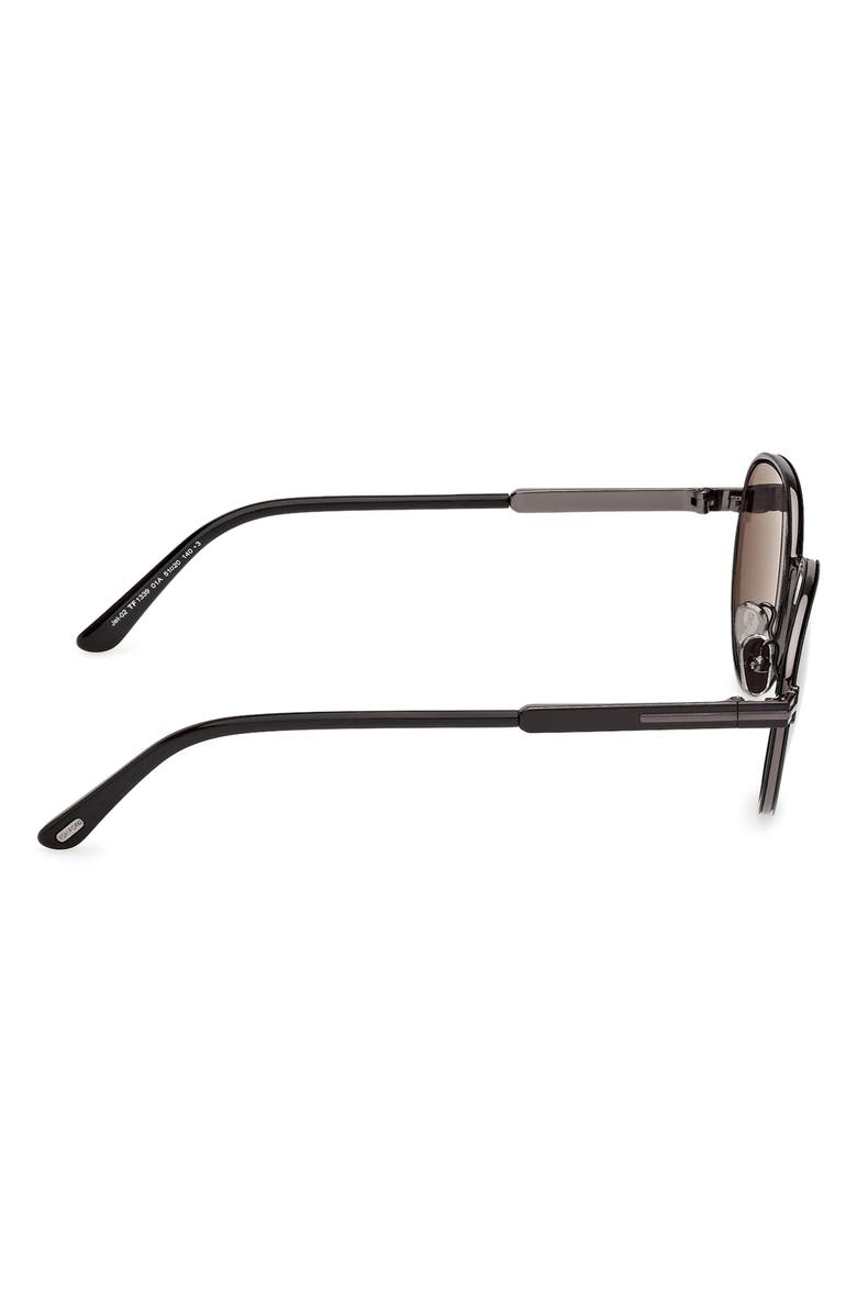 TOM FORD Jet 51mm Round Sunglasses, Alternate, color, Black Dark Gunmetal / Smoke