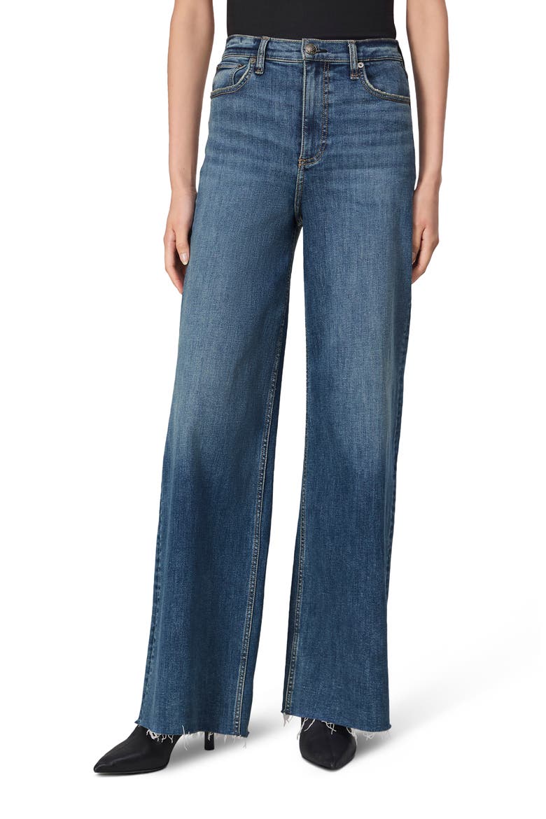 Flexi Sofie Raw Hem High Waist Wide Leg Jeans, Main, color, WILLOW