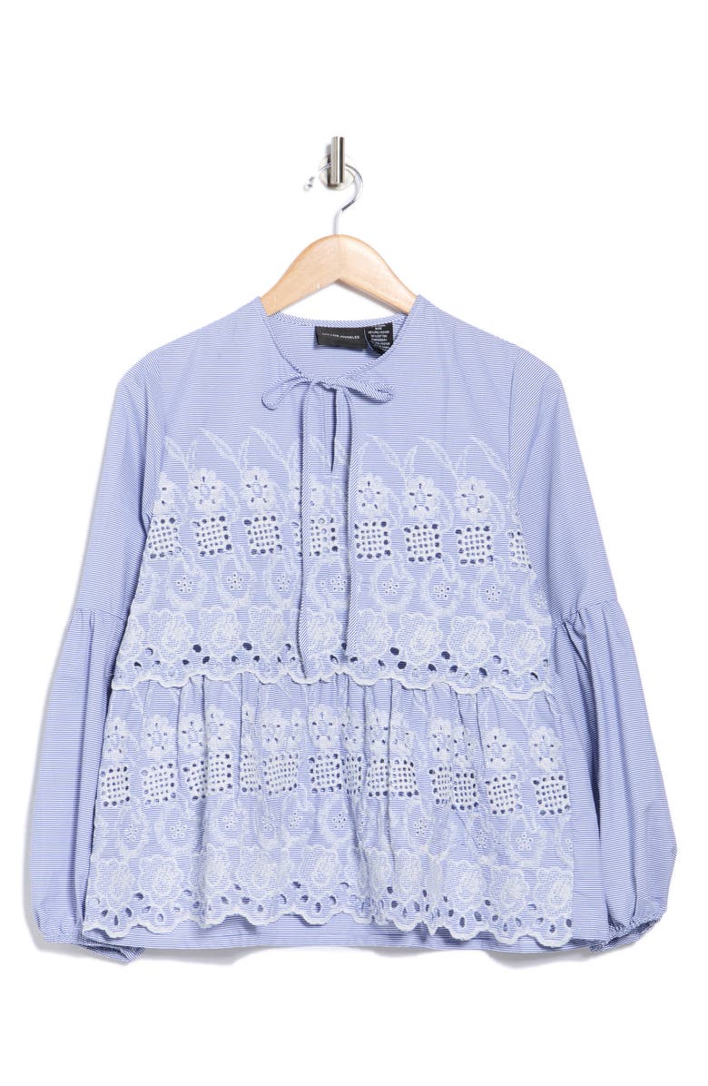 Forgotten Grace Long Sleeve Embroidered Top, Alternate, color, Blue/ Stripe