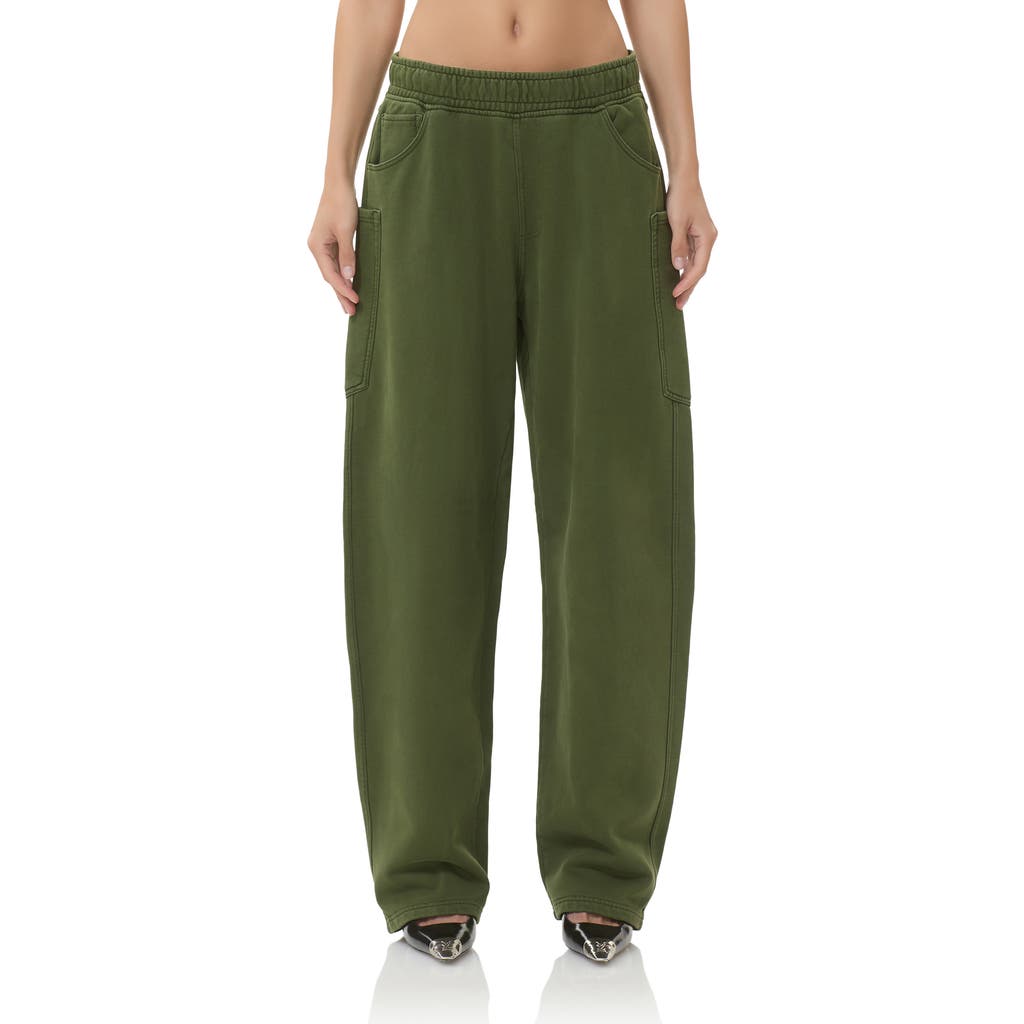 Afrm Ryan Cotton Barrel Sweatpants In Green