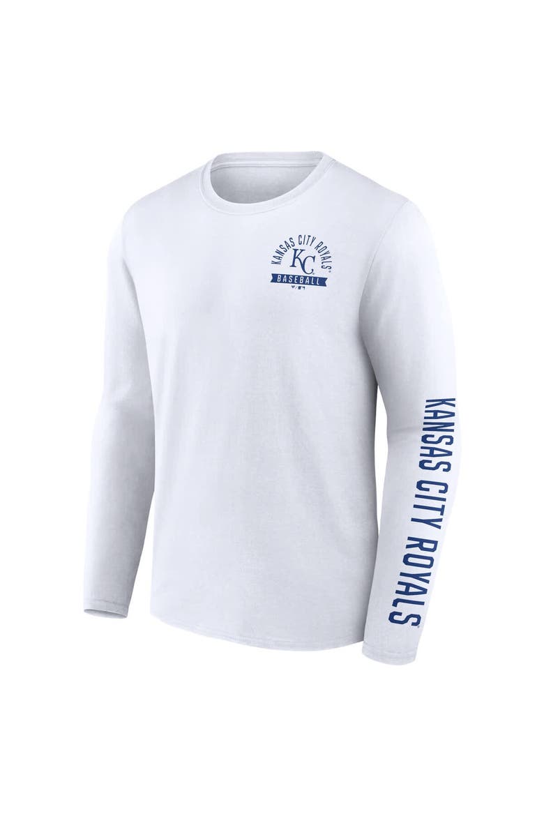 Men's Fanatics  White Kansas City Royals Press Box Long Sleeve T-Shirt, Alternate, color, White