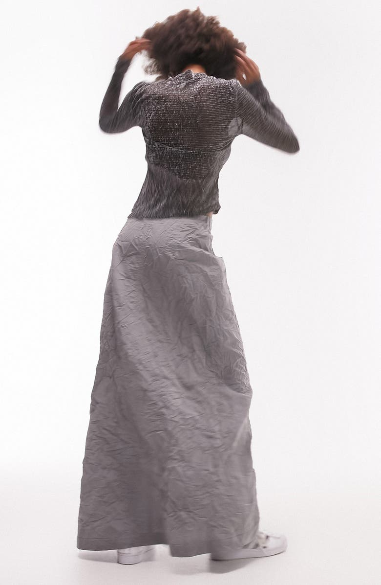 Topshop Crinkle A-Line Maxi Skirt, Alternate, color, 