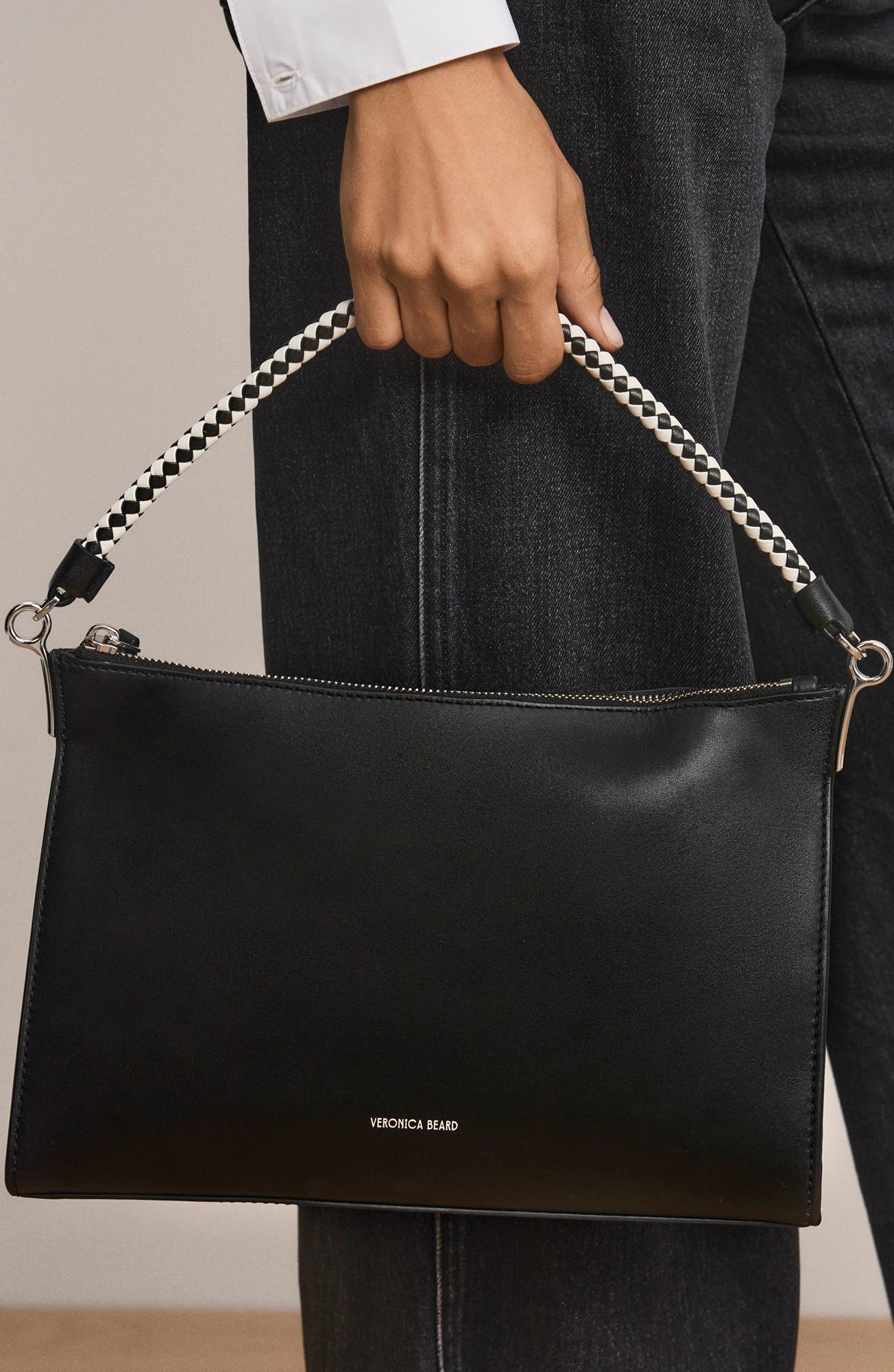 Veronica Beard Small Vida Shoulder Bag, Alternate, color, Black