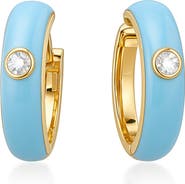 House of Frosted Gemstone & Enamel Huggie Hoop Earrings