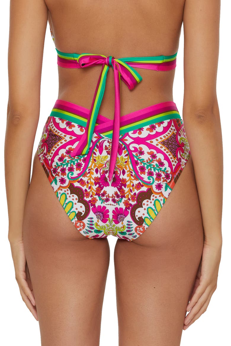 High Waist Bikini Bottoms, Alternate, color, PINK MULTI