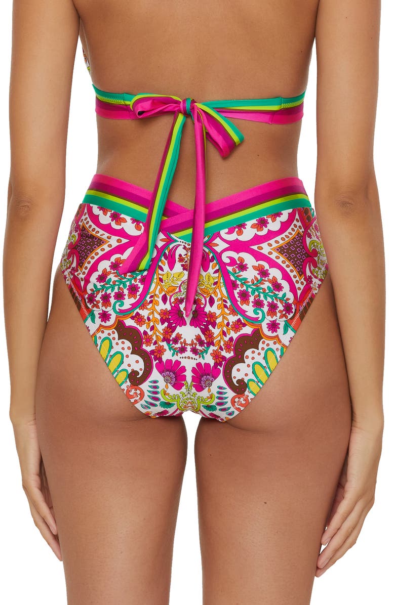 Trina Turk High Waist Bikini Bottoms, Alternate, color, Pink Multi