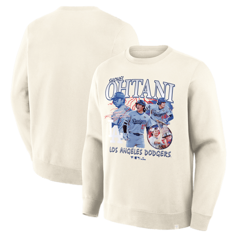 Men's Fanatics Shohei Ohtani Cream Los Angeles Dodgers Montage Legacy Sweatshirt