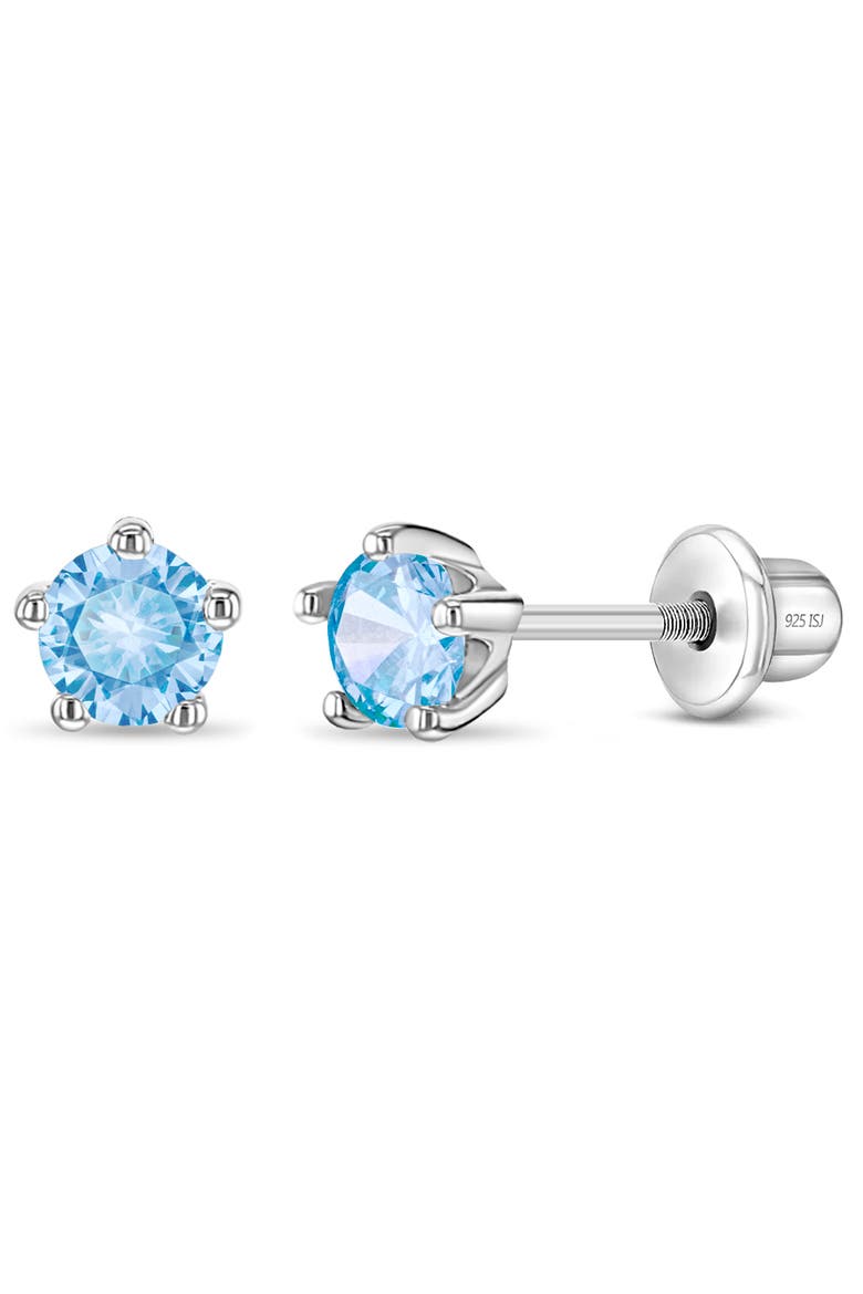 Classic Cubic Zirconia Birthstone Solitaire Earrings, Main, color, March