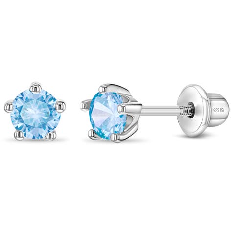 Classic Cubic Zirconia Birthstone Solitaire Earrings