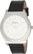 FERRAGAMO Gancini Swiss Quartz Leather Strap Watch, 38mm