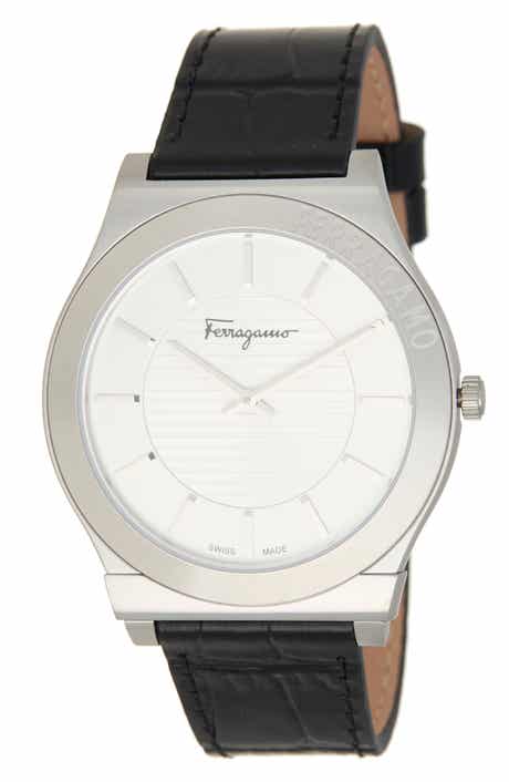FERRAGAMO Gancini Swiss Quartz Leather Strap Watch, 38mm