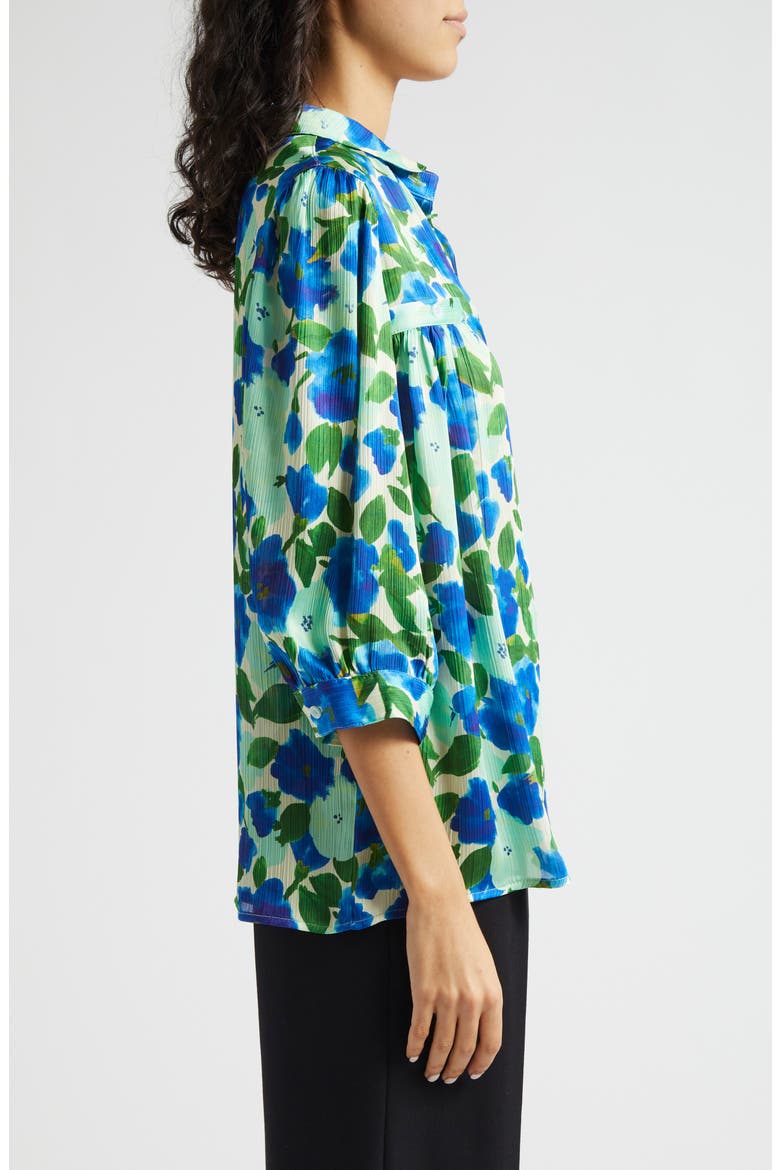 Floral Gathered Top (Nordstrom Exclusive), Alternate, color, BLUE FLORAL