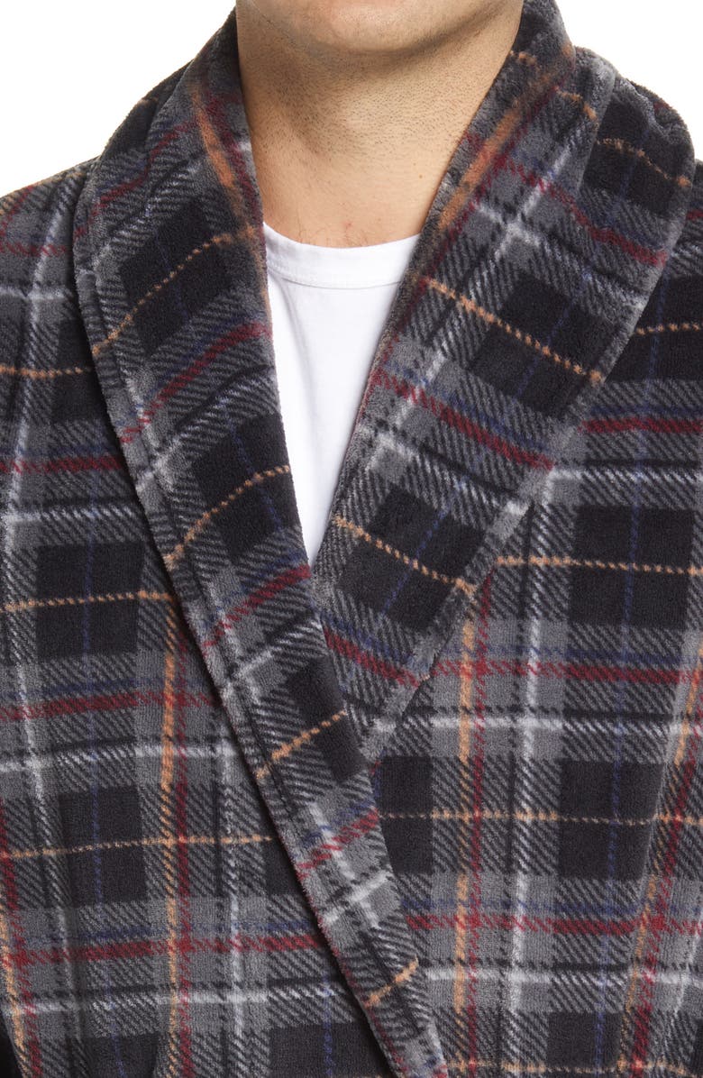Majestic International Tidings Traditional Plaid Plush Robe, Alternate, color, 