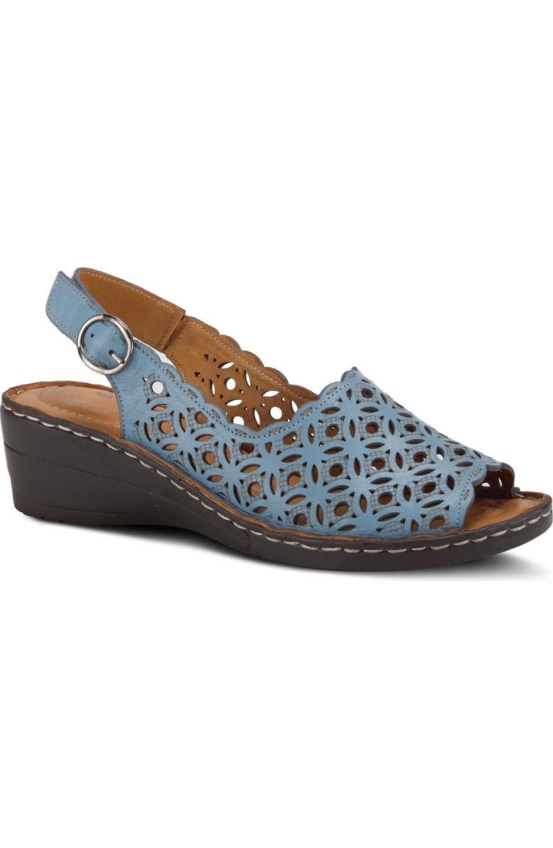 Spring Step Belizana Wedge Sandal, Main, color, Blue Leather