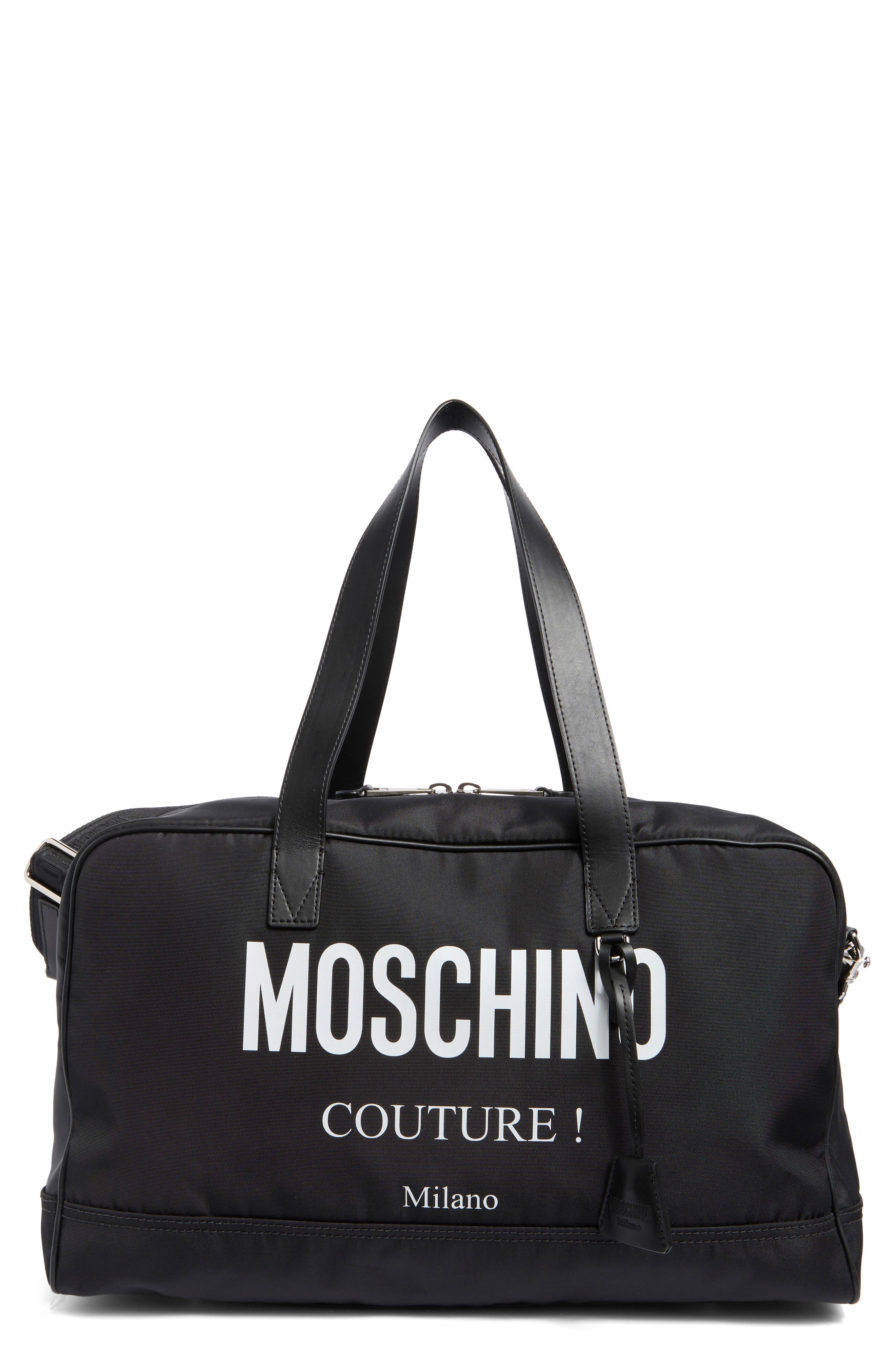 Moschino Travel Duffle Bag, Main, color, 