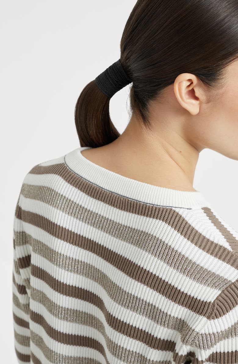 Brunello Cucinelli Cotton Sparkling yarn sweater, Alternate, color, Beige