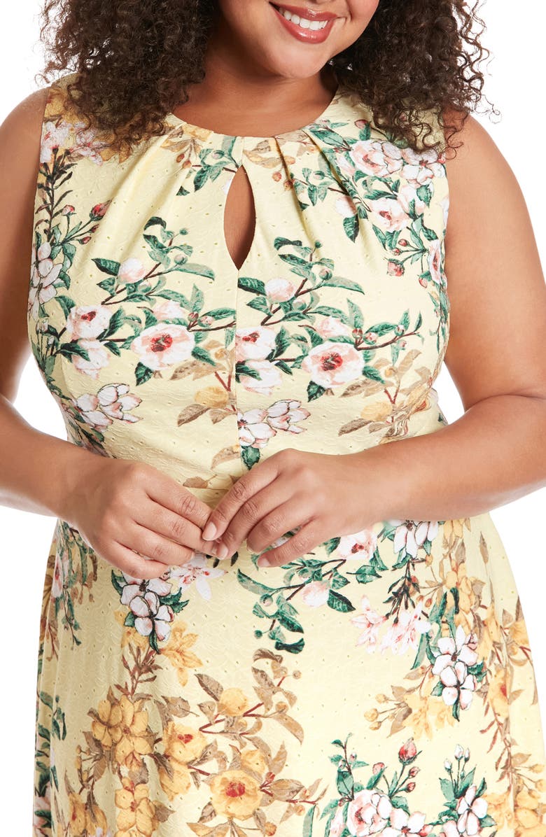London Times Keyhole Sleeveless Fit & Flare Midi Dress, Alternate, color, 