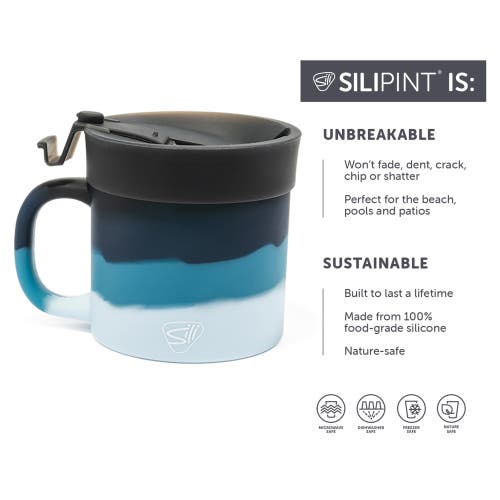 Silipint 2 Pack 16oz Silicone Coffee Mug W/ Lid, Moon Beam