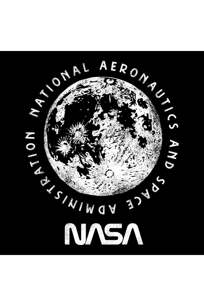 Junior's NASA Big Moon Distressed  Graphic T-Shirt, Alternate, color, Black