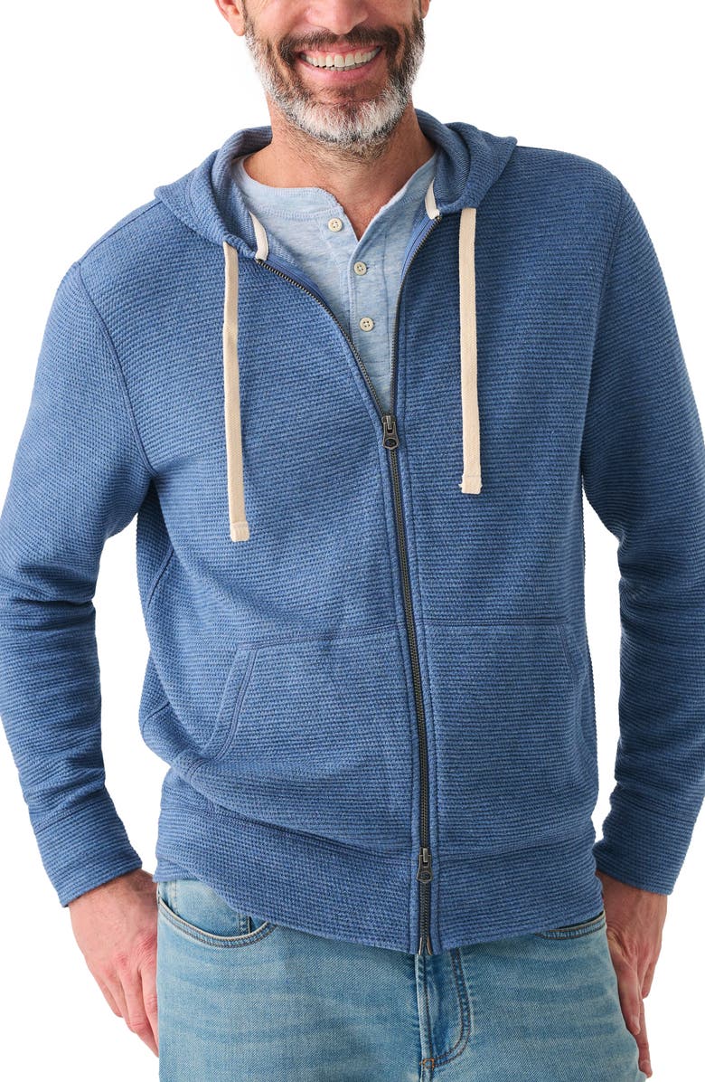 Faherty Surf Waffle Zip-Up Hoodie, Main, color, 