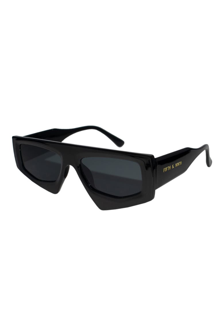 Ivy 54mm Polarized Geometric Sunglasses, Alternate, color, BLACK/ BLACK