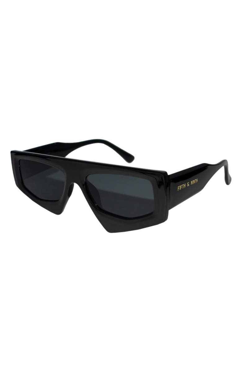 Fifth & Ninth Ivy 54mm Polarized Geometric Sunglasses, Alternate, color, Black/ Black