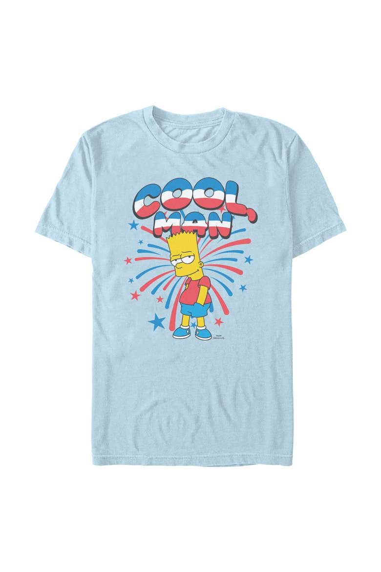 Men's The Simpsons Festive Cool Man Bart  Graphic T-Shirt, Main, color, Light Blue