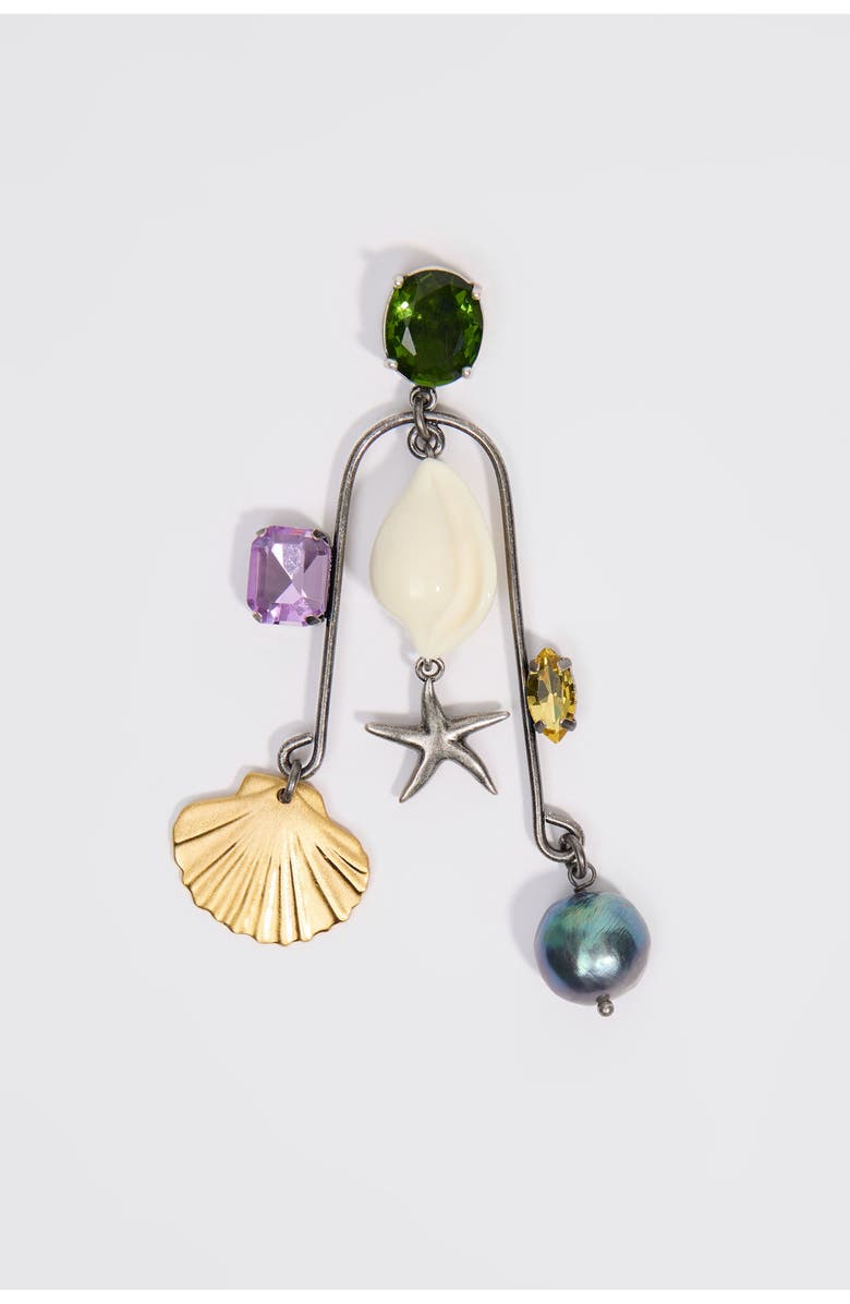 Bimba y Lola Aged Seashell And Crystals Earrings, Alternate, color, Pearl