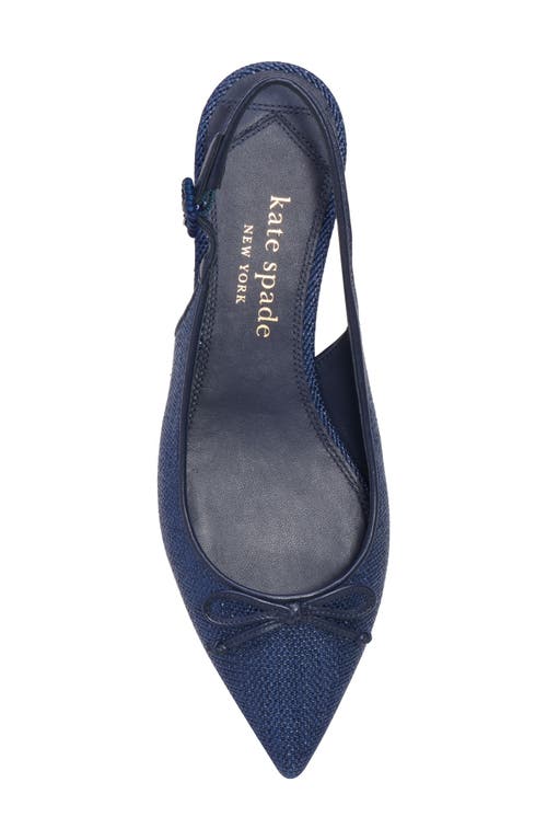 Kate Spade Veronica Raffia Sling-back Pointed Ballet Flats In Blue