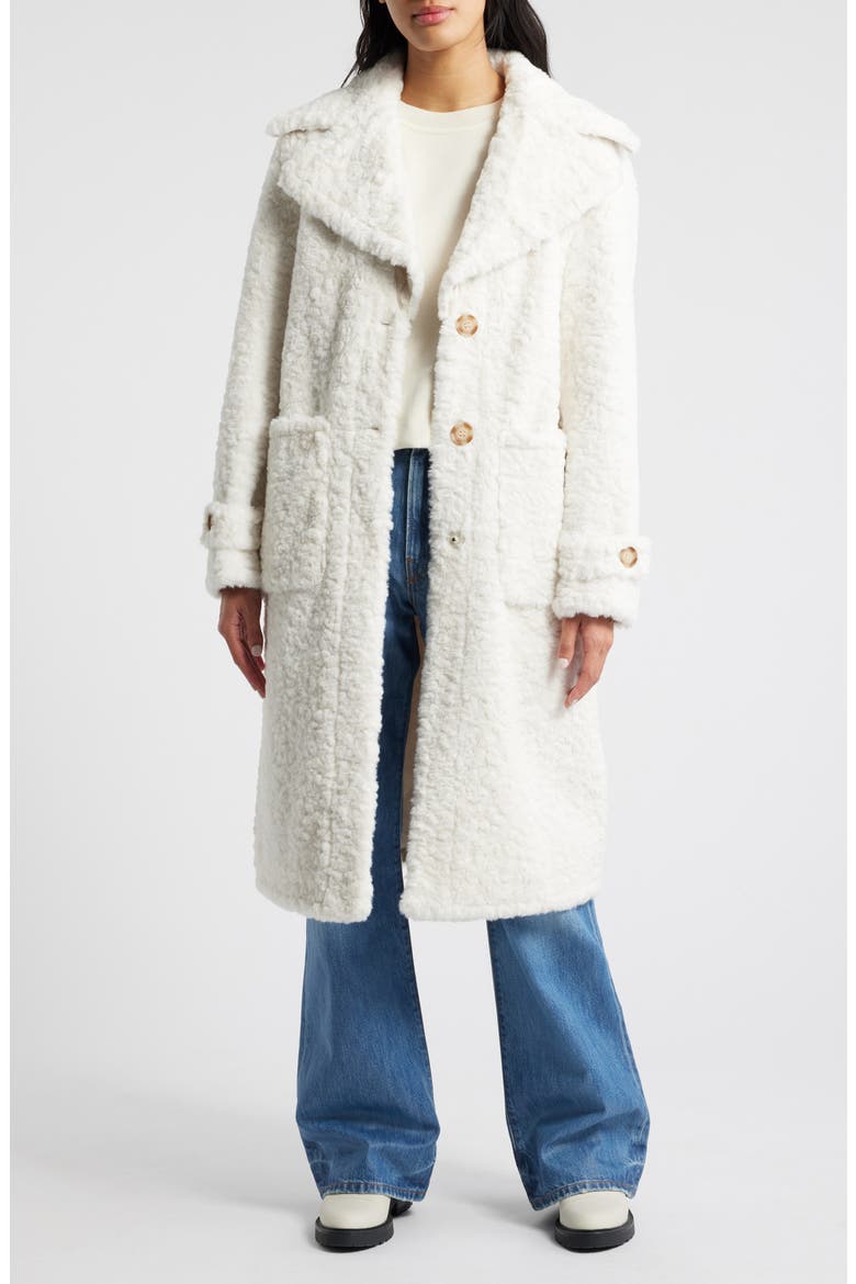 Longline Faux Fur Coat, Alternate, color, IVORY