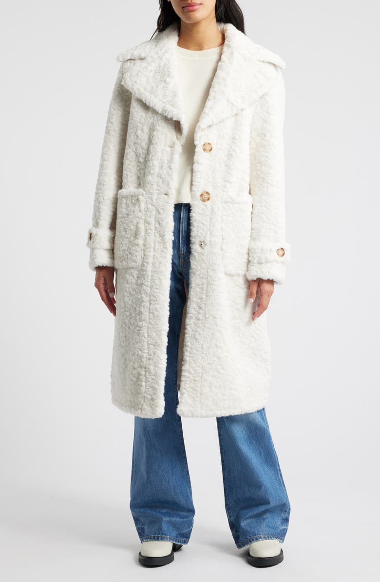 Sam Edelman Longline Faux Fur Coat, Alternate, color, 