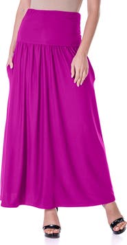 24seven Comfort Apparel Foldover Maxi Skirt With Pockets