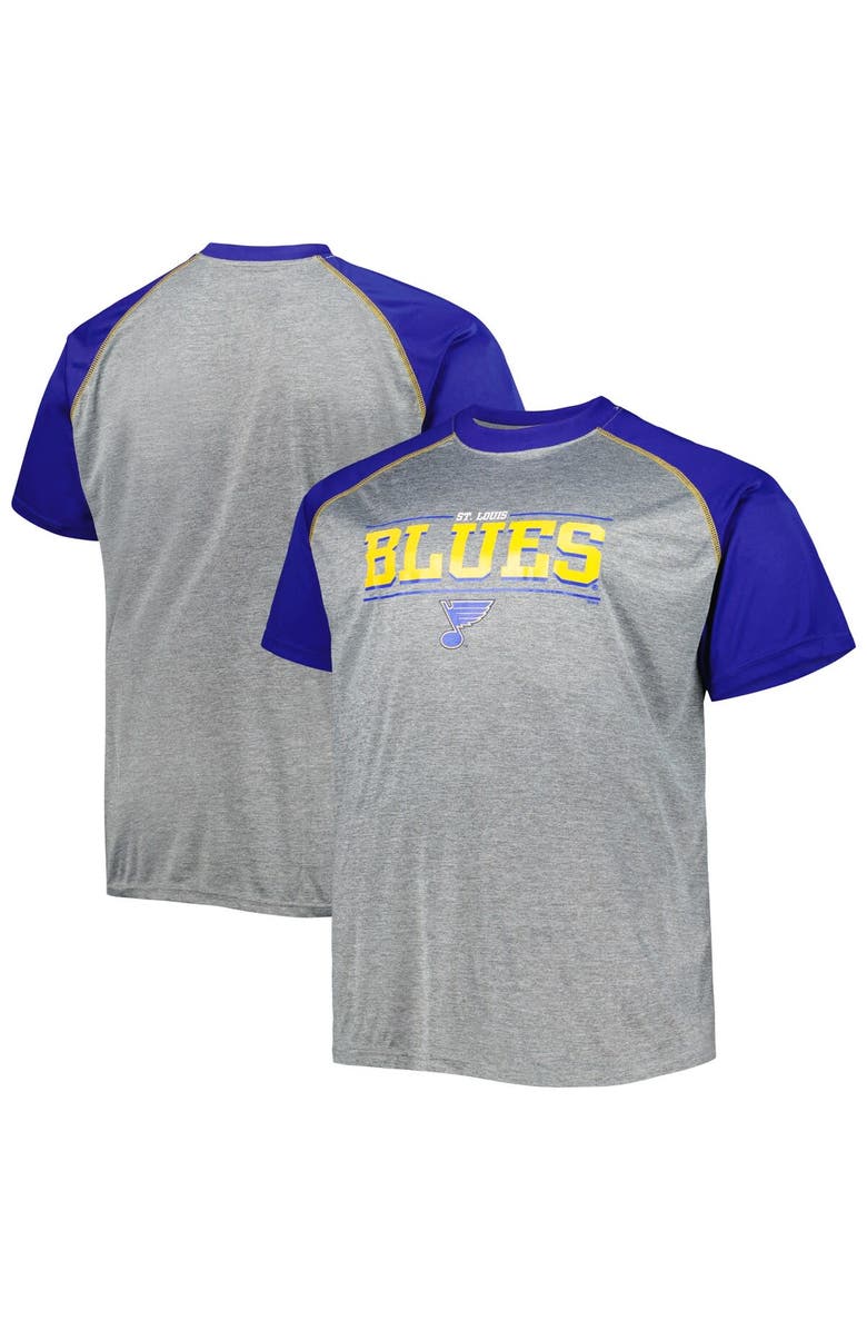 PROFILE Men's Heather Gray St. Louis Blues Big & Tall Logo Raglan T-Shirt, Main, color, Heather Gray